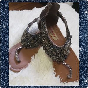 Union bay peacock inspired embroidered sandal